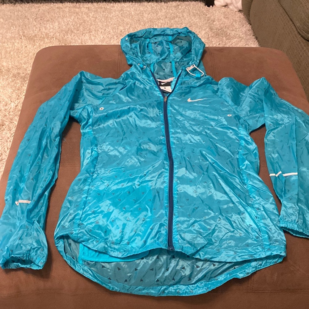 Teal Nike windbreaker water resistant zip up jacket